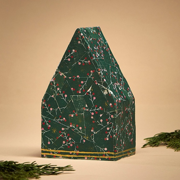 Christmas village papier-mâché 3 cardboard houses set NEW - Picture 11 of 12